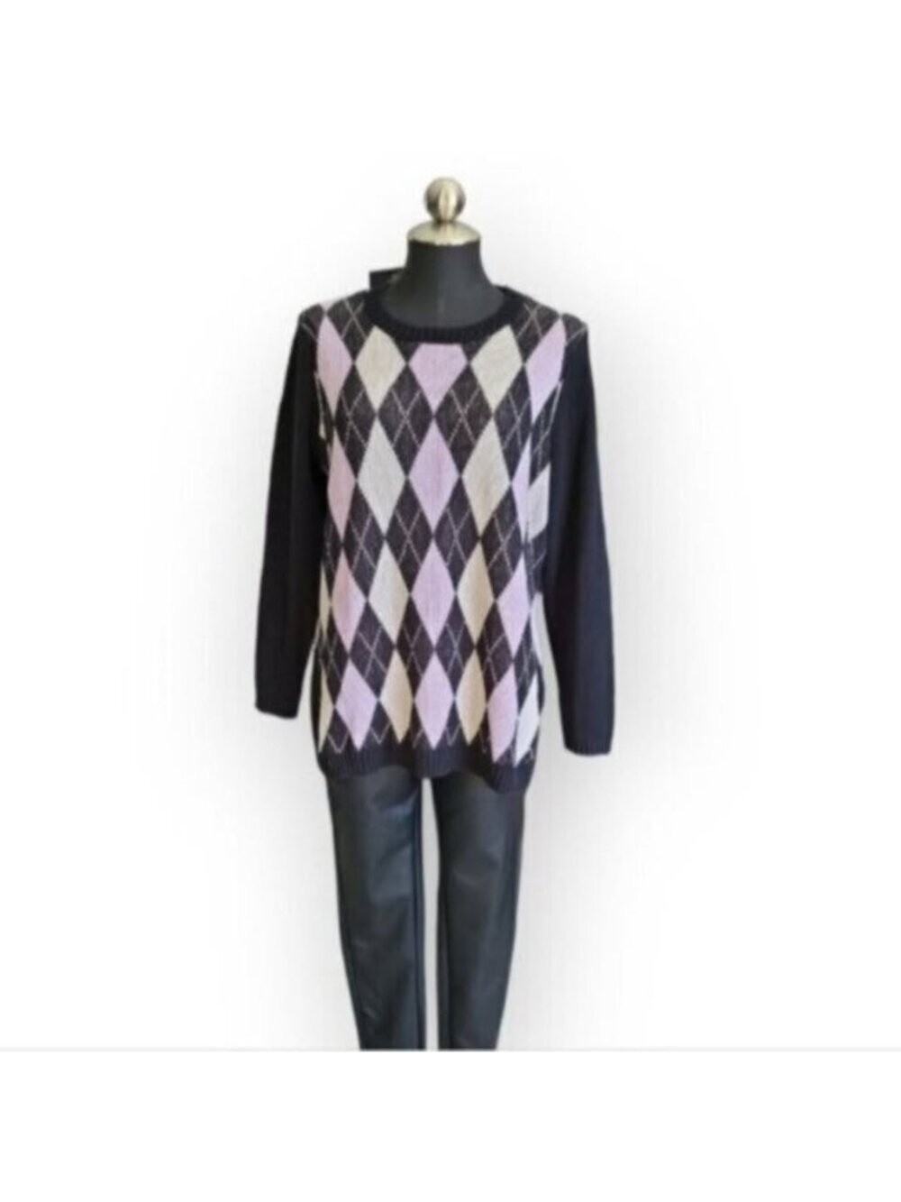 Love & Legend Pink  Argyle Knit Sweater Sz 1X